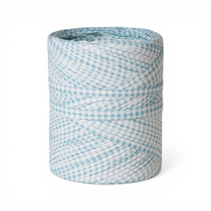 RAFFIA SPOLETTE 15MMX200M CELESTE BIANCO A QUADRI